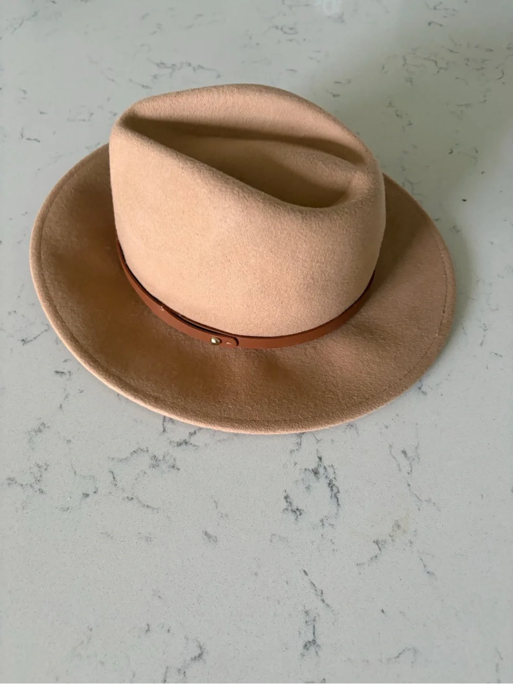 Anthropologie 100% Wool Blush Beige Fedora Hat